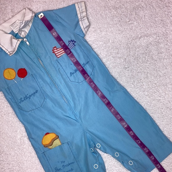 Vintage lollipop bubble gum ice cream one piece zip lightweight romper 0/3m - Picture 6 of 9